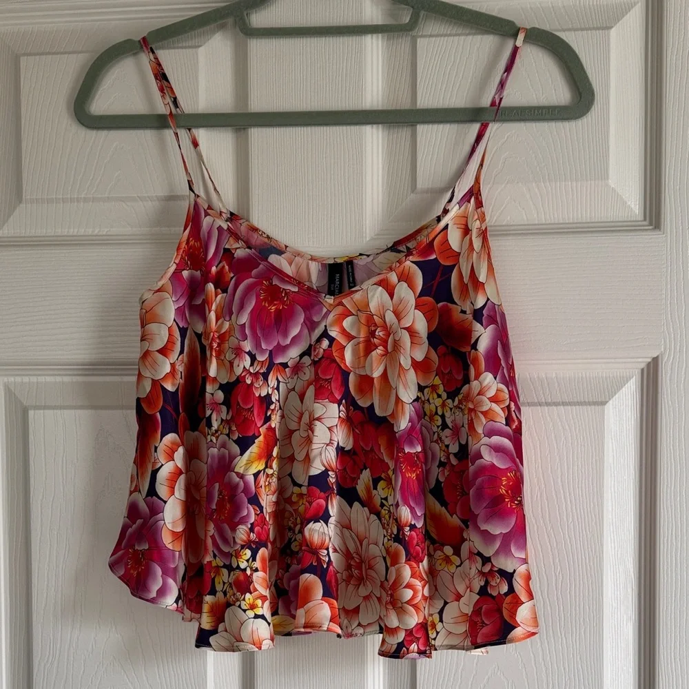 Marciano (Guess) 100% Silk Floral Spaghetti Strap Flowy Camisole XS - Picture 6 of 8
